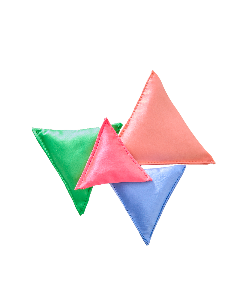 Flat image of sleep sachets (green, pink, orange, blue)