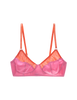 Flat image of orange cotton with pink silk bralette