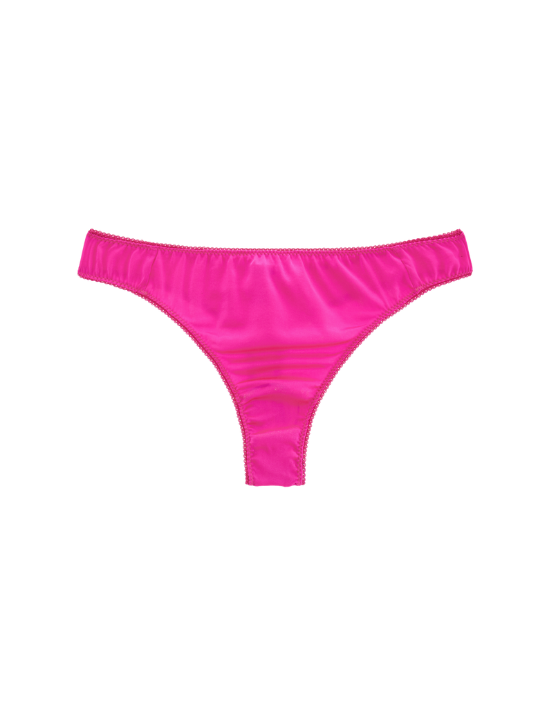 flat of pink silk thong 