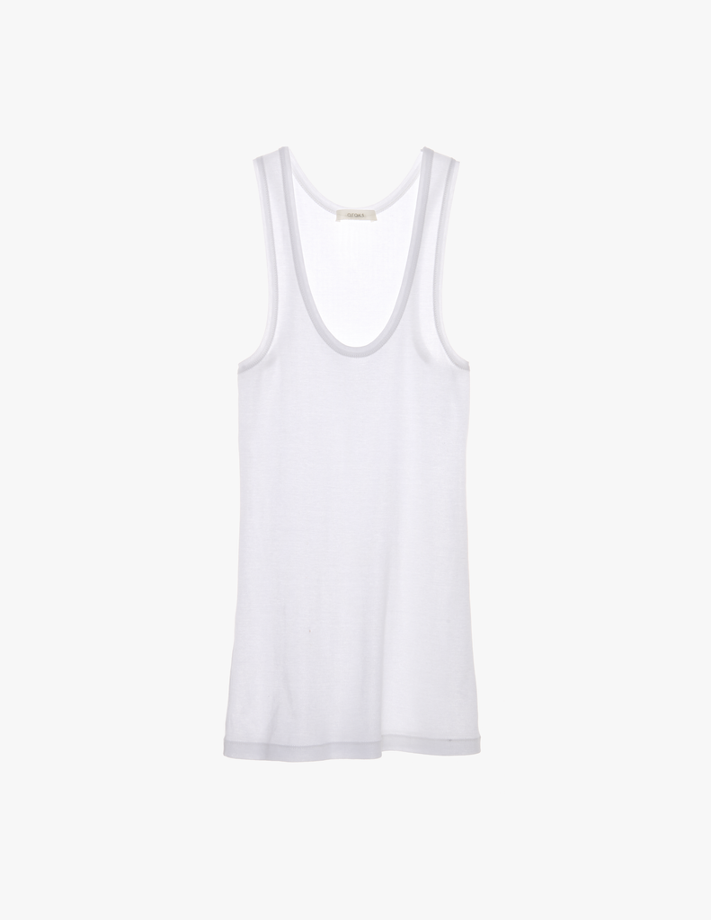 Flat of white cotton tank top