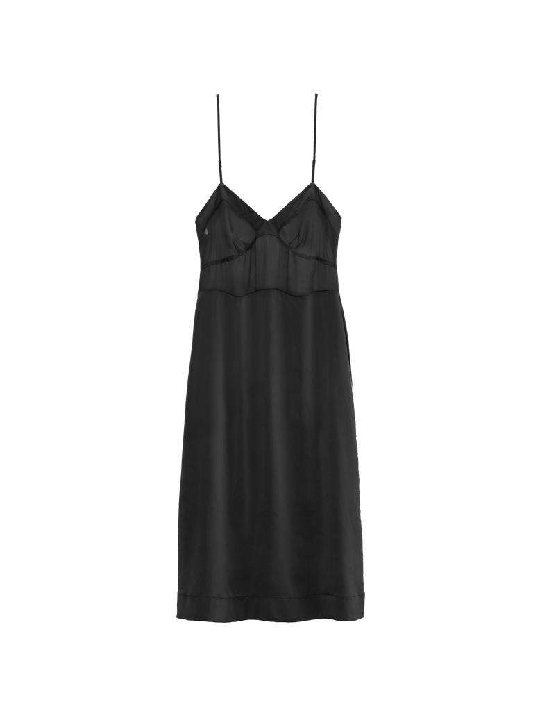 flat of black silk slip 